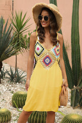 Geometric V-Neck Spaghetti Strap Cover Up