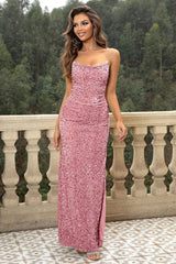 Sequin Backless Split Maxi Dress - 808Lush