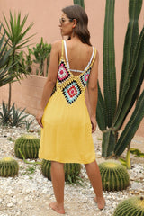 Geometric V-Neck Spaghetti Strap Cover Up