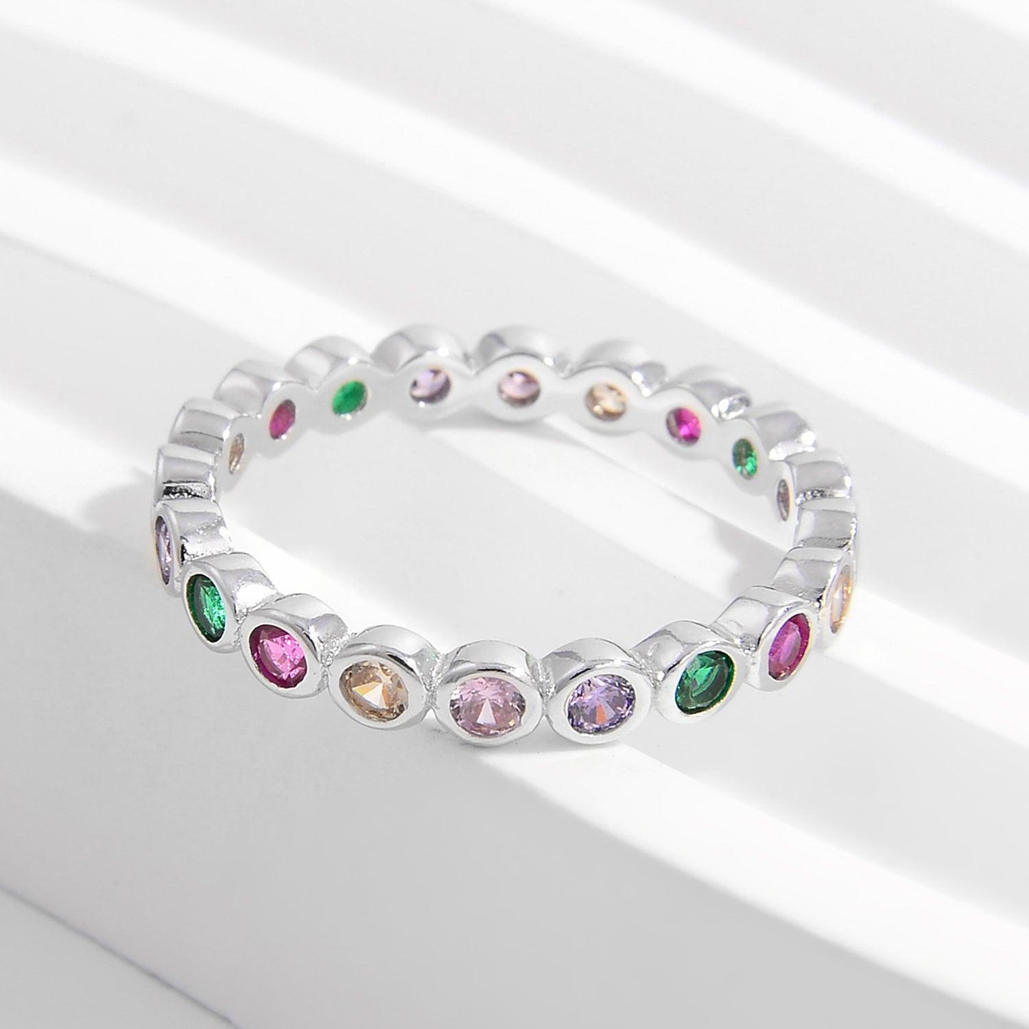 925 Sterling Silver Contrast Zircon Ring - 808Lush