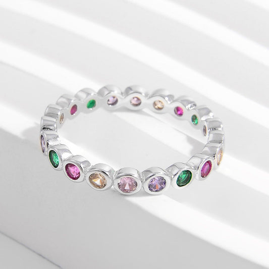 925 Sterling Silver Contrast Zircon Ring - 808Lush