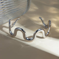 Stainless Steel Wave Shape Bracelet - 808Lush