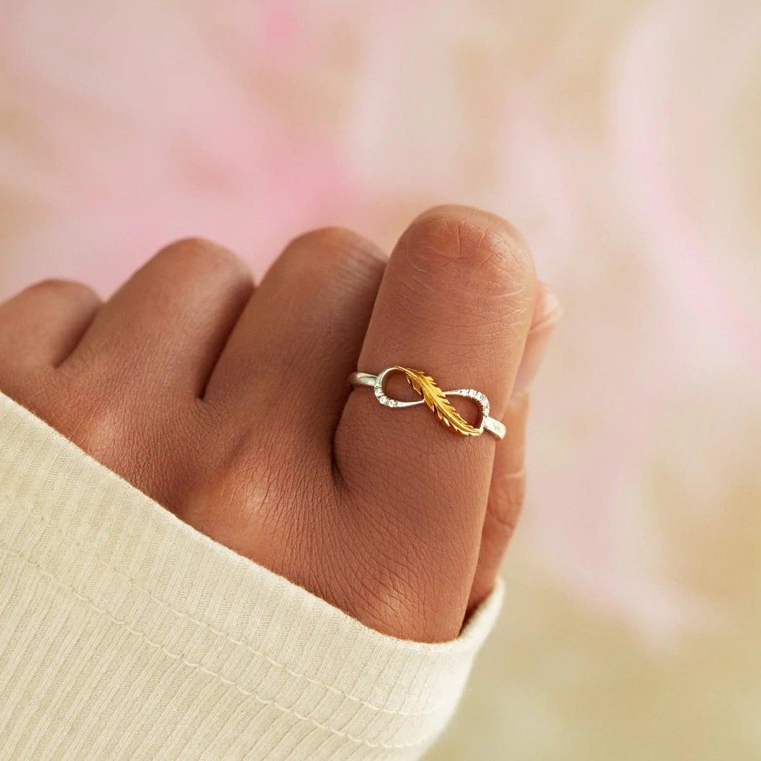 Feather 925 Sterling Silver Zircon Ring - 808Lush