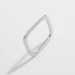925 Sterling Silver Zircon Square Ring - 808Lush