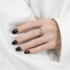 Wave Shape Inlaid Zircon Open Ring - 808Lush