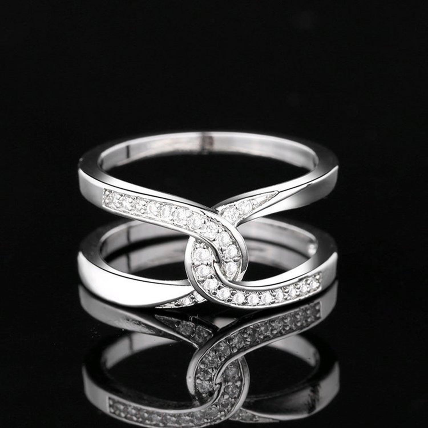 Twisted Inlaid Zircon Double-layered Ring - 808Lush