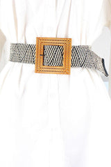 Square Buckle Elastic Braid Belt - 808Lush