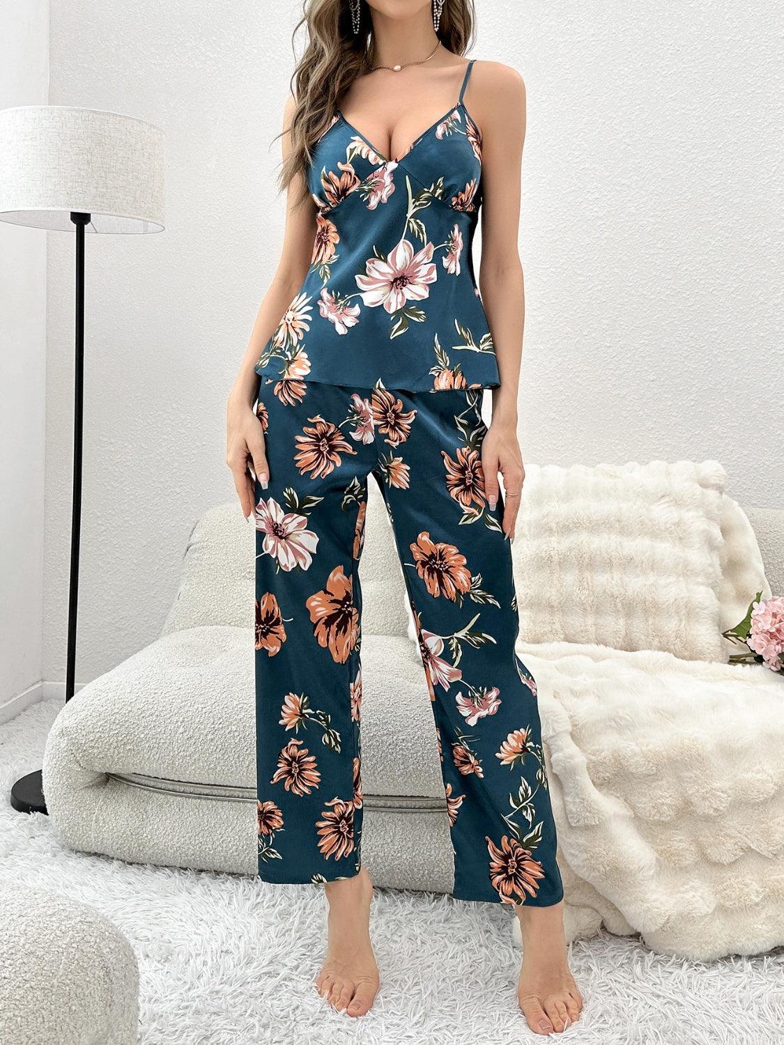 Plunge Cami and Pants Lounge Set - 808Lush