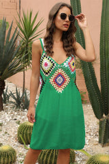Geometric V-Neck Spaghetti Strap Cover Up