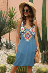 Geometric V-Neck Spaghetti Strap Cover Up