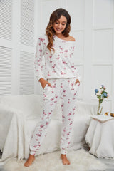 Flamingo Long Sleeve Top and Pants Lounge Set - 808Lush