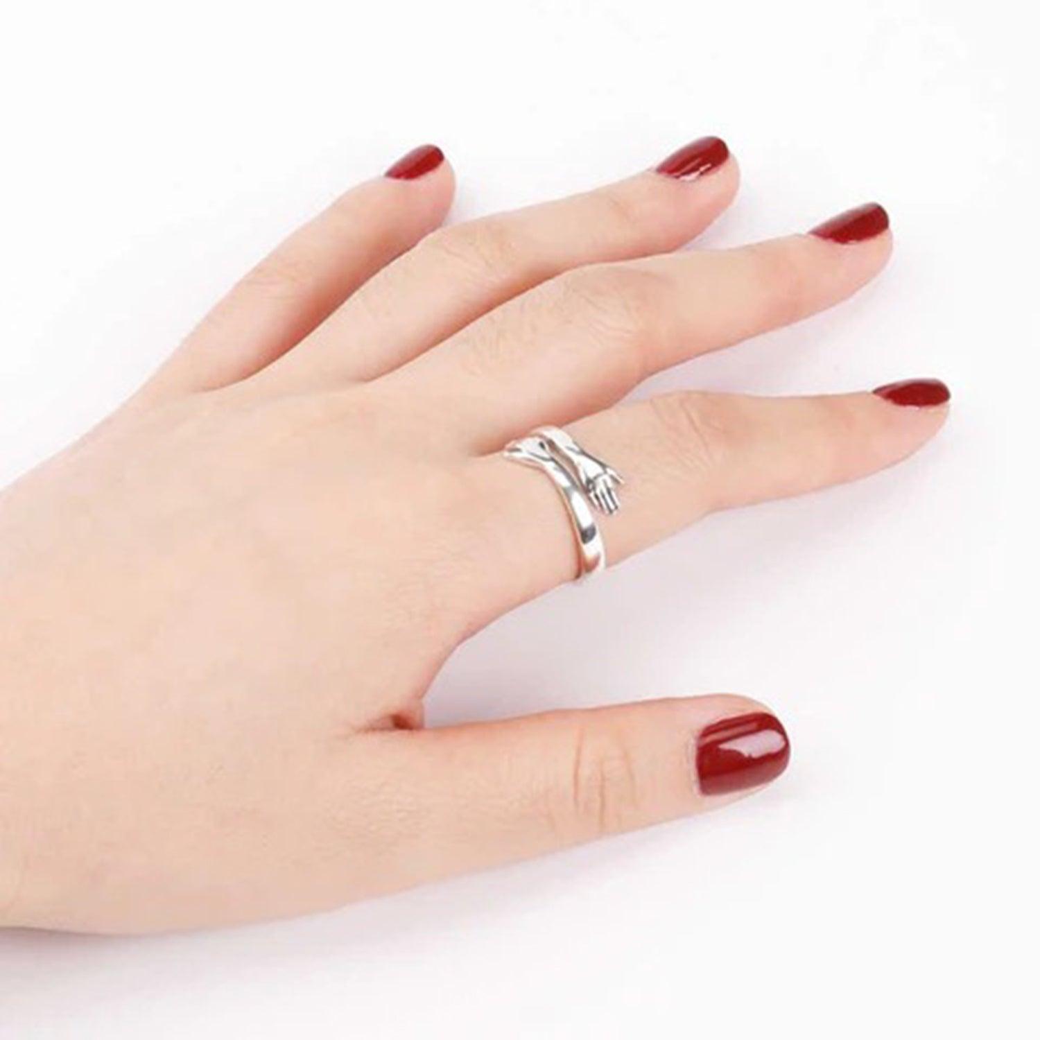 Hug Shape 925 Sterling Silver Bypass Ring - 808Lush