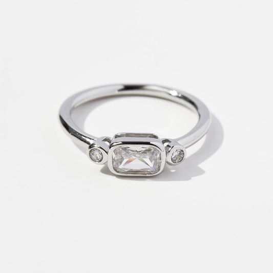 925 Sterling Silver Geometric Zircon Ring - 808Lush