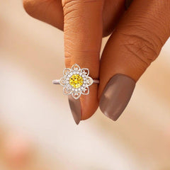 Flower Shape Zircon Platinum-Plated 925 Sterling Silver Ring - 808Lush