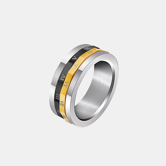 Roman Numeral Titanium Steel Spinner Ring - 808Lush