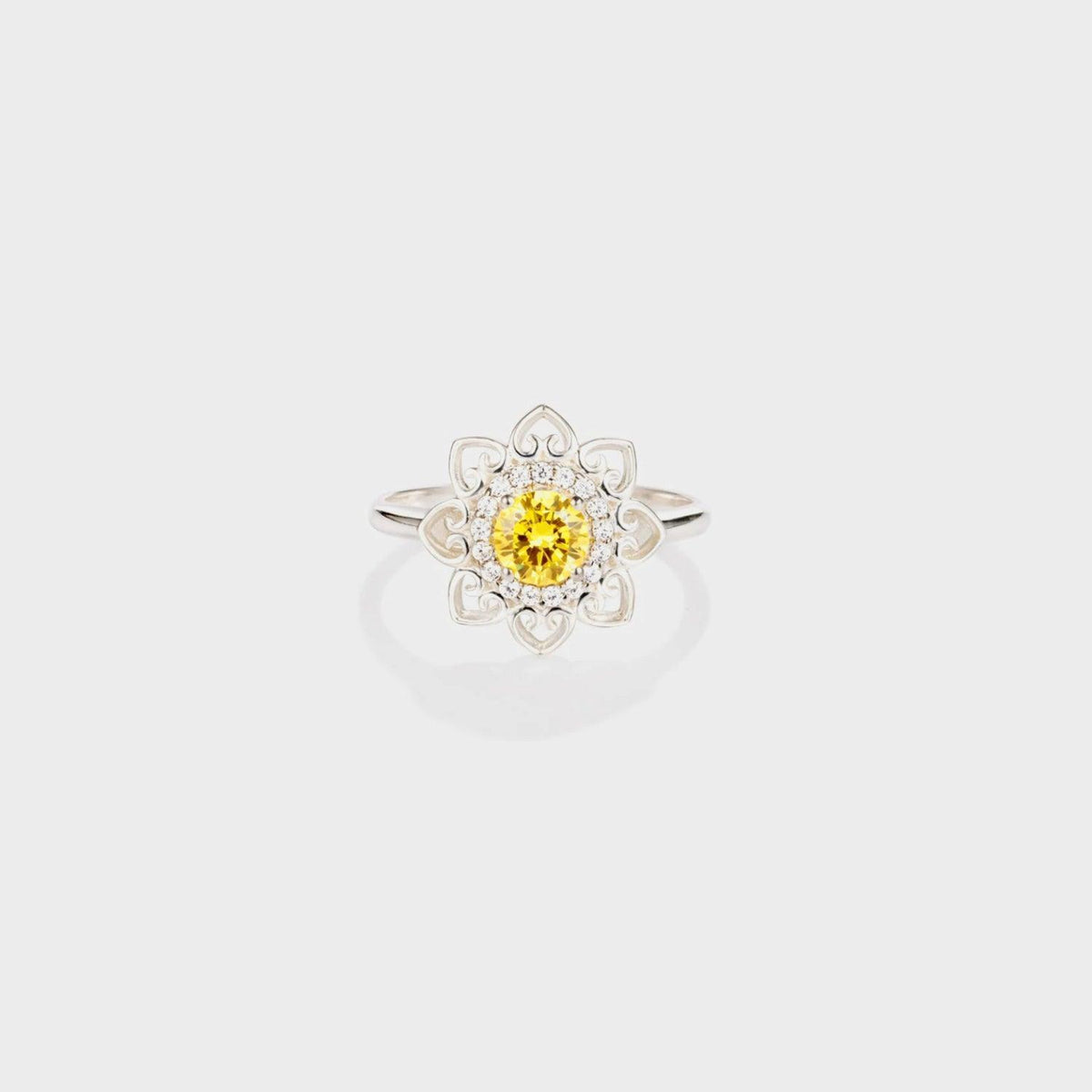 Flower Shape Zircon Platinum-Plated 925 Sterling Silver Ring - 808Lush