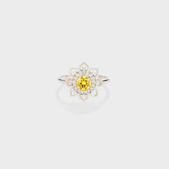 Flower Shape Zircon Platinum-Plated 925 Sterling Silver Ring - 808Lush
