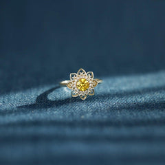 Flower Shape Zircon Platinum-Plated 925 Sterling Silver Ring - 808Lush