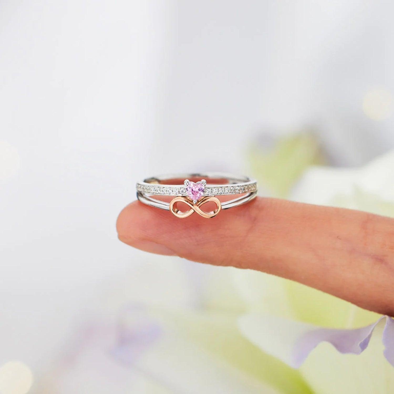 Heart Number 8 Zircon Double-Layered Ring - 808Lush