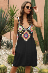 Geometric V-Neck Spaghetti Strap Cover Up