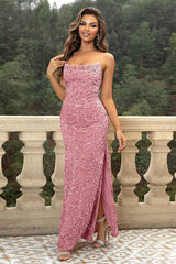 Sequin Backless Split Maxi Dress - 808Lush