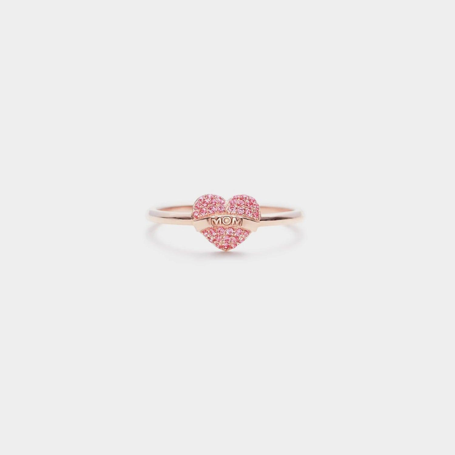 MOM Heart Shape 925 Sterling Silver Engraved Ring - 808Lush