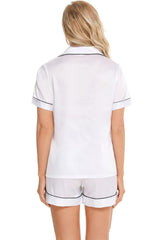 Printed Button Up Short Sleeve Top and Shorts Lounge Set - 808Lush