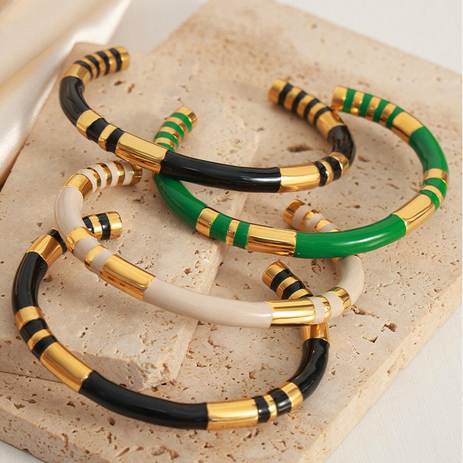 Enamel Titanium Steel Cuff Bracelet - 808Lush