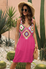 Geometric V-Neck Spaghetti Strap Cover Up