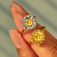 Sunflower Zircon 925 Sterling Silver Ring - 808Lush