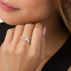 Twisted Inlaid Zircon Double-layered Ring - 808Lush