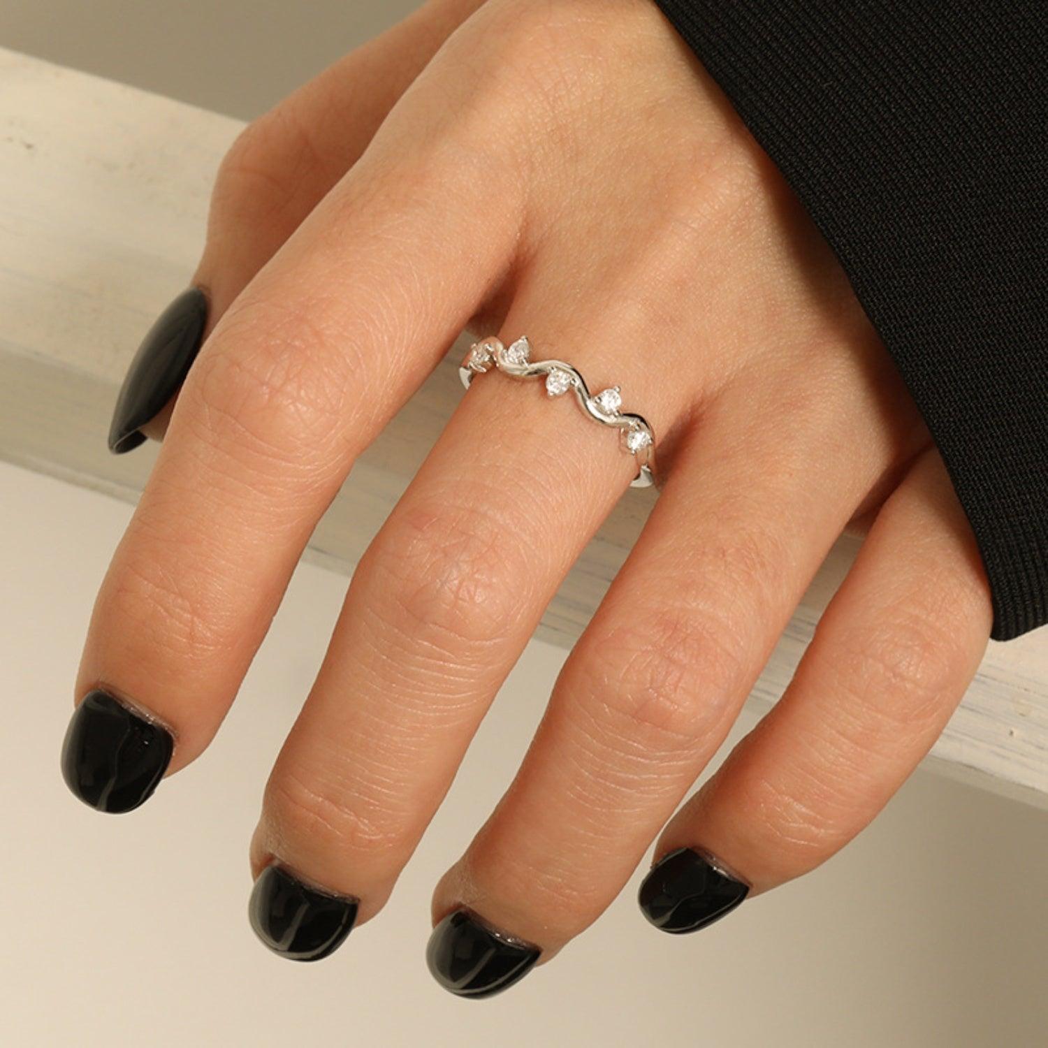 925 Sterling Silver Inlaid Zircon Ring - 808Lush