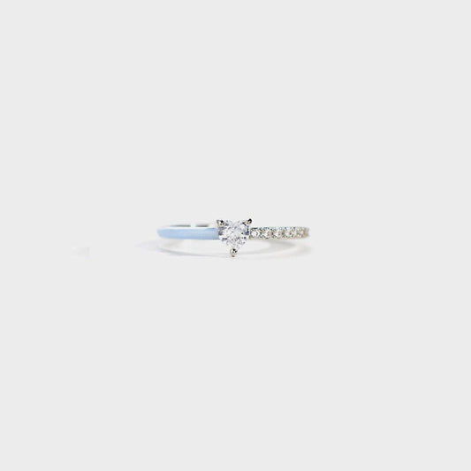Heart Shape Inlaid Zircon Enamel Ring - 808Lush