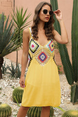 Geometric V-Neck Spaghetti Strap Cover Up