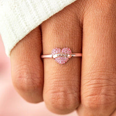 MOM Heart Shape 925 Sterling Silver Engraved Ring - 808Lush