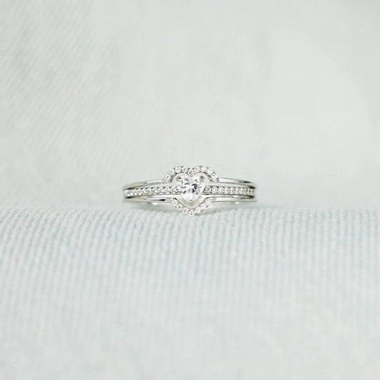 925 Sterling Silver Inlaid Zircon Heart Ring - 808Lush