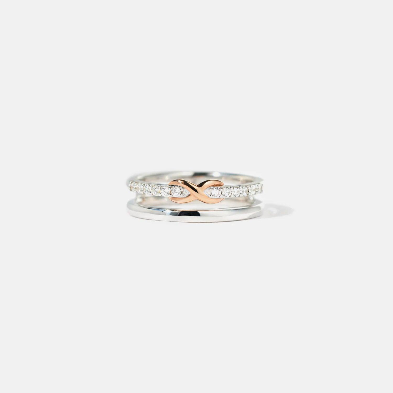 Double-Layered Zircon 925 Sterling Silver Ring - 808Lush