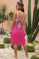 Geometric V-Neck Spaghetti Strap Cover Up