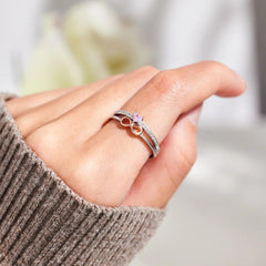 Heart Number 8 Zircon Double-Layered Ring - 808Lush