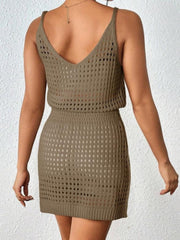 Openwork V-Neck Sleeveless Beach Cover Up