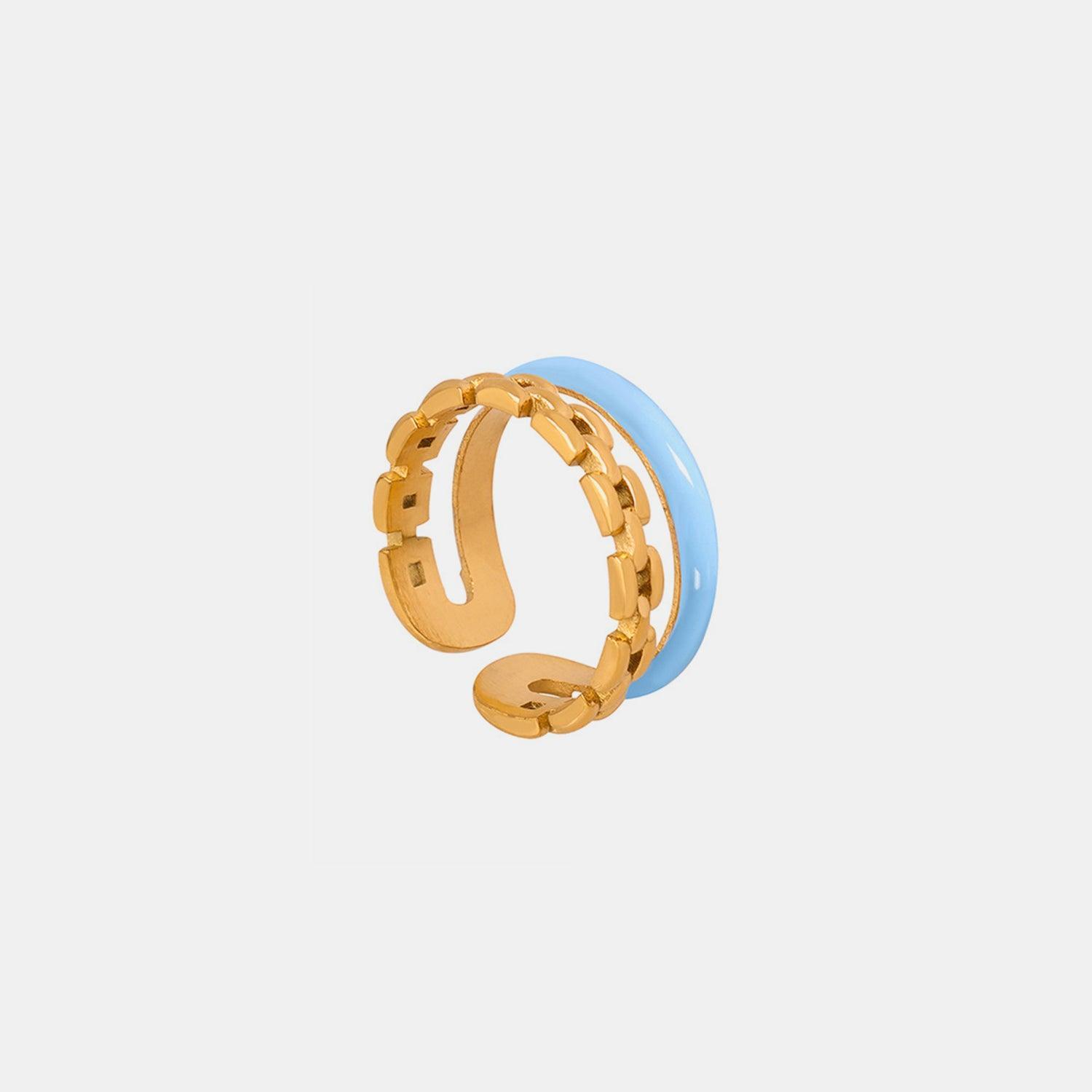 Enamel 18K Gold-Plated Open Ring - 808Lush