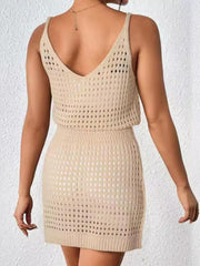Openwork V-Neck Sleeveless Beach Cover Up
