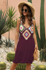 Geometric V-Neck Spaghetti Strap Cover Up