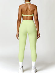 Twisted Halter Neck Bra and High Waist Leggings Active Set - 808Lush