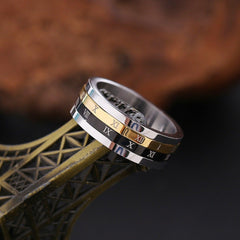 Roman Numeral Titanium Steel Spinner Ring - 808Lush