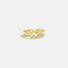 Wave Shape Inlaid Zircon Open Ring - 808Lush
