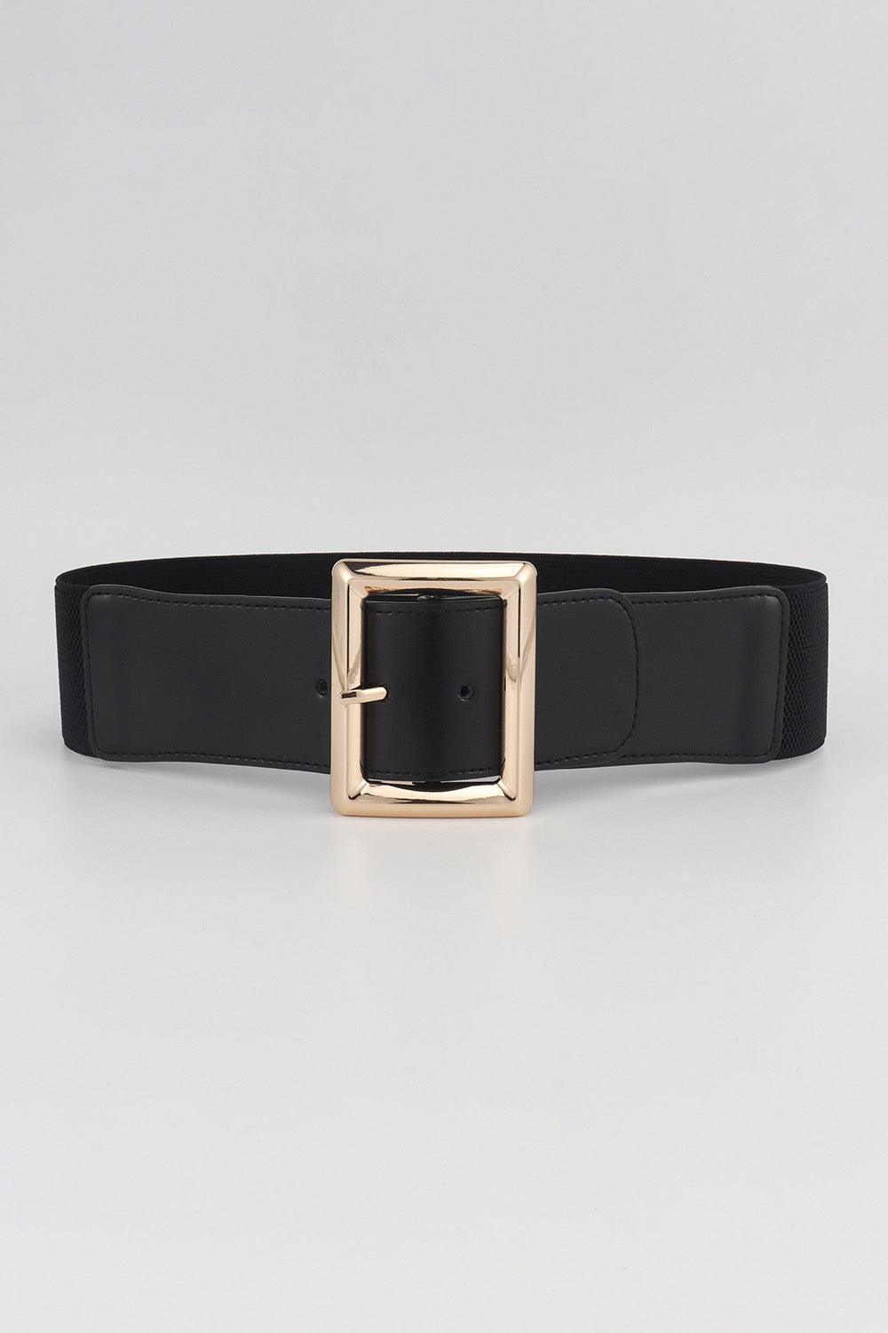 Rectangle Buckle Elastic Wide Belt - 808Lush