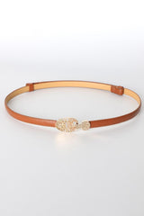 Skinny PU Leather Belt with Alloy Buckle - 808Lush