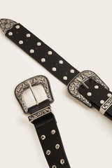 Double Row Studded PU Leather Belt - 808Lush