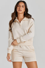 Half Button Sweatshirt and Shorts Active Set - 808Lush